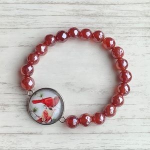 Beaded cardinal charm bracelet!